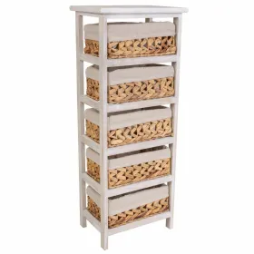 Chest of drawers Alexandra House Living White Cloth Water hyacinth Paolownia wood 25 x 88 x 35 cm