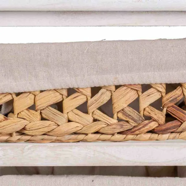 Chest of drawers Alexandra House Living White Cloth Water hyacinth Paolownia wood 25 x 88 x 35 cm