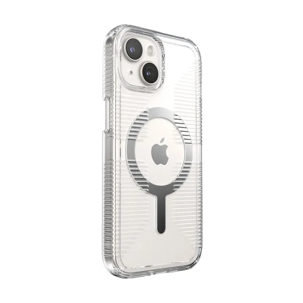 Speck Gemshell Grip + MagSafe - Case for iPhone 17e / 16e / 15 / 14 / 13 (Clear / Chrome Finish)