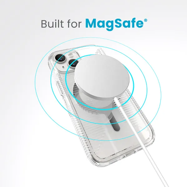 Speck Gemshell Grip + MagSafe - Case for iPhone 17e / 16e / 15 / 14 / 13 (Clear / Chrome Finish)