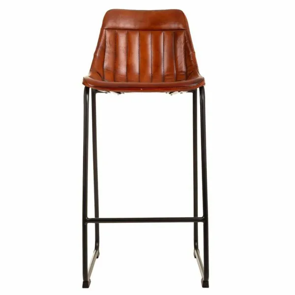 Taburetė Alexandra House Living Ruda Juoda Oda Geležis 50 x 106 x 46 cm