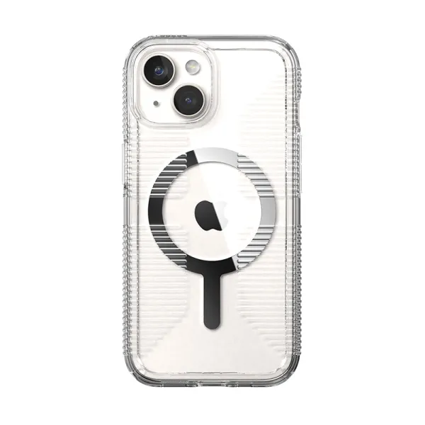 Speck Gemshell Grip + MagSafe - Case for iPhone 17e / 16e / 15 / 14 / 13 (Clear / Chrome Finish)
