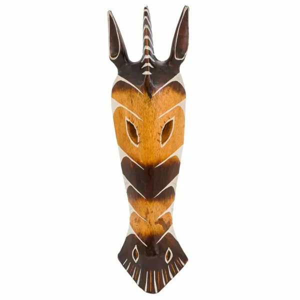 Mask Alexandra House Living White Brown Wood Mask 4 x 50 x 12 cm