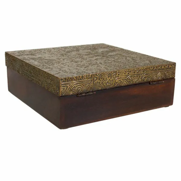Lādīte Alexandra House Living Tumši brūns Misiņš Mango koks Koks MDF 20 x 7 x 20 cm