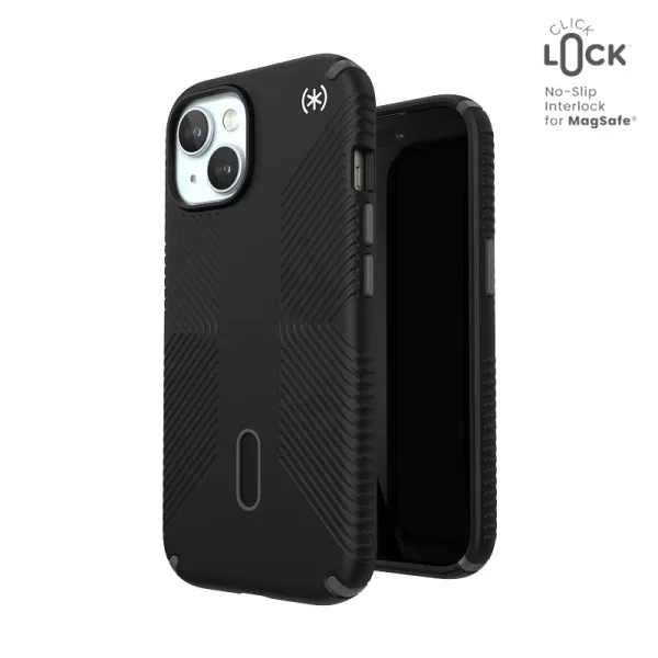 Speck Presidio2 Grip ClickLock & MagSafe - iPhone 17e / 16e / 15 / 14 / 13 Case (Black)