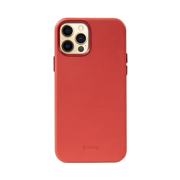 Crong Essential Cover - iPhone 12 Pro Max Faux Leather Case (Red)