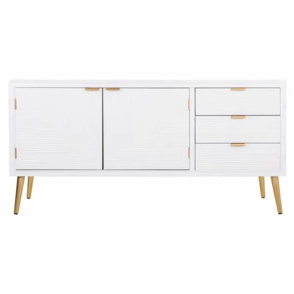 Sivupöytä Alexandra House Living Valkoinen Kullattu Puu MDF 42 x 71 x 145 cm