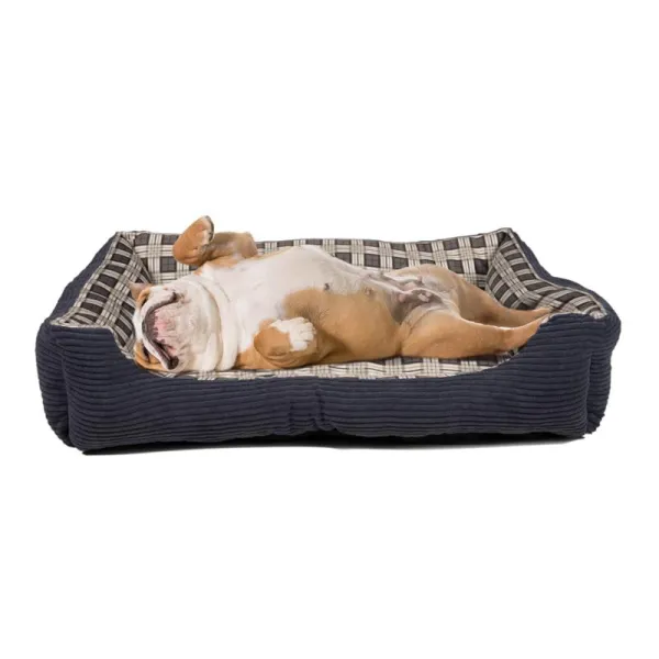 Soft bed sofa for a dog 75 x 58 x 19 cm size. L (navy blue)
