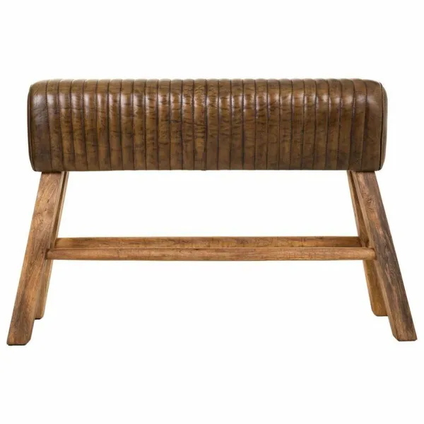 Taburete Alexandra House Living Brūns Dabisks Āda Mango koks 35 x 76 x 120 cm
