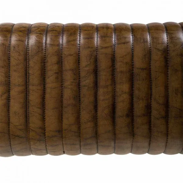 Bench Alexandra House Living Brown Natural Leather Mango wood 35 x 76 x 120 cm
