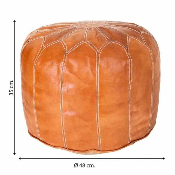 Pouffe Alexandra House Living Light brown Leather 48 x 35 x 48 cm