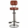 Stool Alexandra House Living Brown Black Leather Iron 41 x 117 x 41 cm Pedals