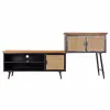 Indauja Alexandra House Living Ruda Juoda Pilka Geležis Rotangas Eglės mediena 42 x 90 x 202 cm