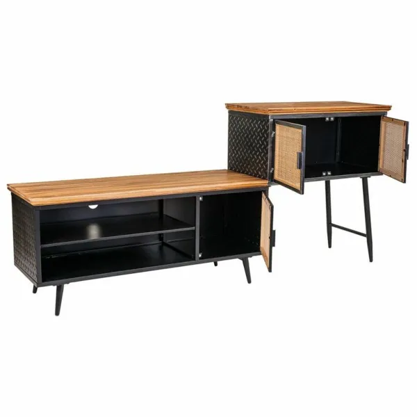 Bufete Alexandra House Living Brūns Melns Pelēks Dzelzs Rotangpalma Egles koksne 42 x 90 x 202 cm