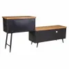 Bufete Alexandra House Living Brūns Melns Pelēks Dzelzs Rotangpalma Egles koksne 42 x 90 x 202 cm