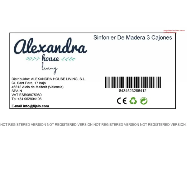 Chest of drawers Alexandra House Living White Black Paolownia wood 29 x 58 x 40 cm