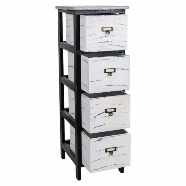 Lipasto Alexandra House Living Valkoinen Musta Paolownia wood 32 x 81 x 26 cm