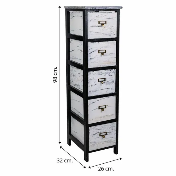 Lipasto Alexandra House Living Valkoinen Musta Paolownia wood 32 x 98 x 26 cm