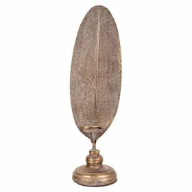 Candlestick Alexandra House Living Golden Iron 16 x 60 x 17 cm Feathers