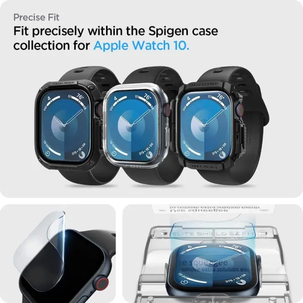 Spigen Elite Shield EZ Fit 2-Pack - Hybrid Glass Protector for Apple Watch 10 46 mm (Clear)