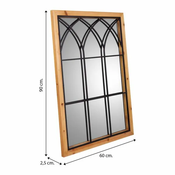 Sieninis veidrodis Alexandra House Living Juoda 2 x 90 x 60 cm Stačiakampis