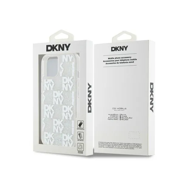 DKNY Liquid Glitter Multilogo - Case iPhone 15 / 14 / 13 (white)