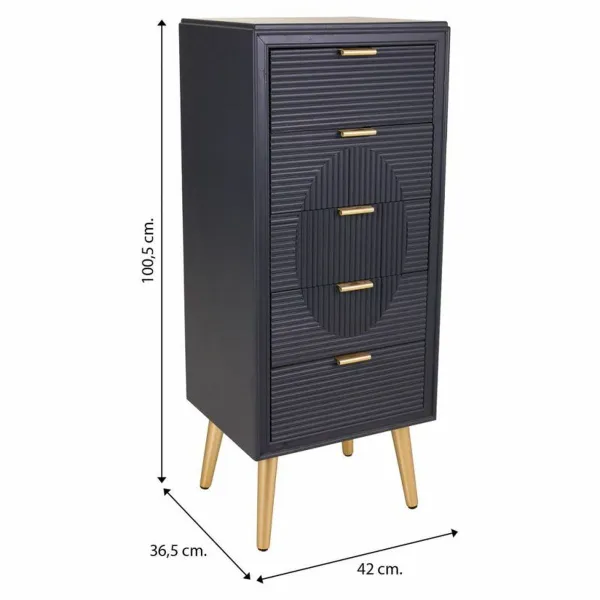 Lipasto Alexandra House Living Kullattu Tumman harmaa Puu MDF 36 x 100 x 42 cm