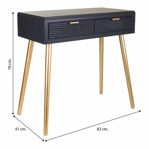 Hall Table with Drawers Alexandra House Living Grey Golden 41 x 78 x 82 cm