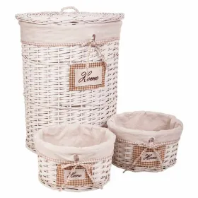 Laundry Basket Alexandra House Living White wicker Willow wood 44 x 58 x 44 cm 29 x 19 x 29 cm 3 Pieces