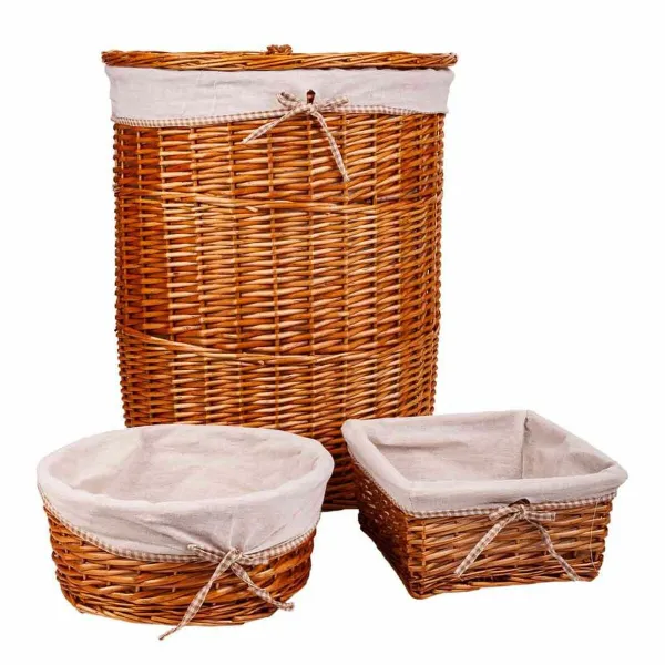 Laundry Basket Alexandra House Living Natural wicker Willow wood 29 x 15 x 29 cm 51 x 64 x 51 cm 36 x 15 x 36 cm 3 Pieces