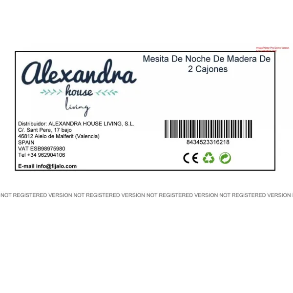 Naktsskapītis Alexandra House Living Balts 38 x 62 x 48 cm