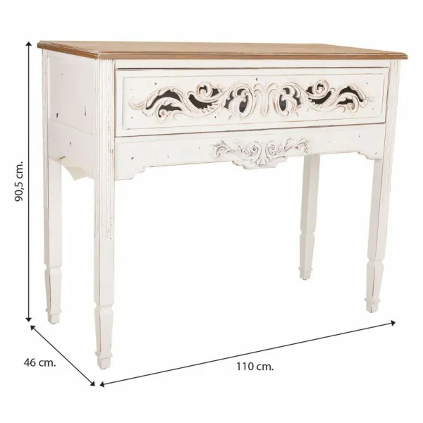Vestibila galds ar atvilktnēm Alexandra House Living Balts 46 x 90 x 110 cm