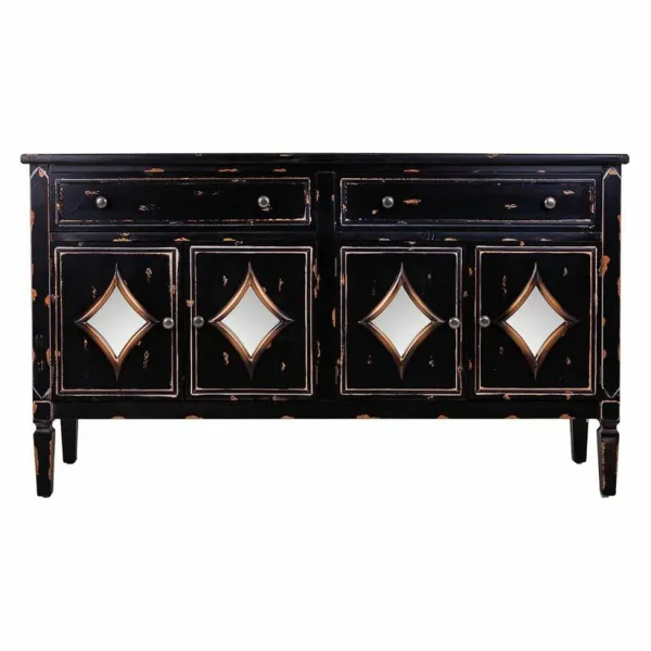 Bufete Alexandra House Living Melns Metāls Stikls Egles koksne 38 x 80 x 140 cm