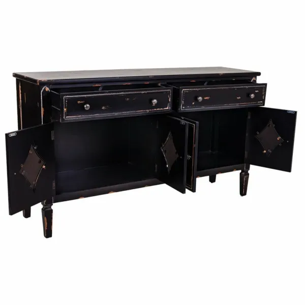 Bufete Alexandra House Living Melns Metāls Stikls Egles koksne 38 x 80 x 140 cm