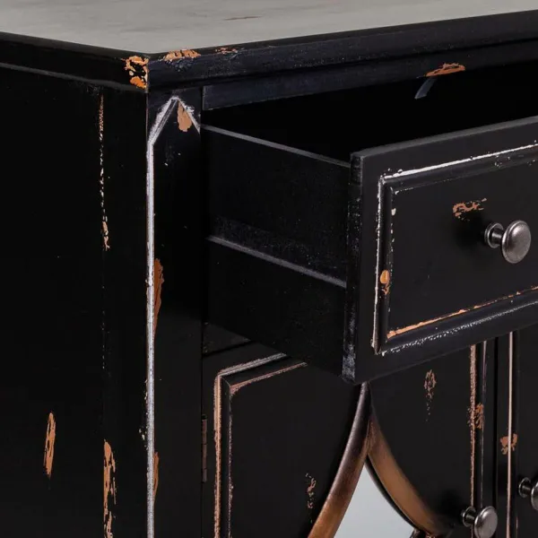 Sideboard Alexandra House Living Black Metal Glass Fir wood 38 x 80 x 140 cm