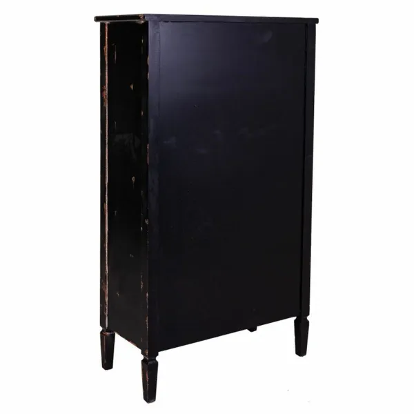 Cupboard Alexandra House Living Black Glass Fir wood 100 % Metal MDF Wood 38 x 142 x 80 cm