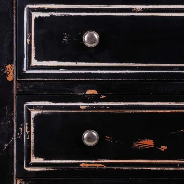 Шкаф Alexandra House Living Чёрный Cтекло древесина ели 100 % Металл Деревянный MDF 38 x 142 x 80 cm