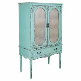 Skapītis Alexandra House Living Zils Stikls Egles koksne Koks MDF 42 x 140 x 80 cm