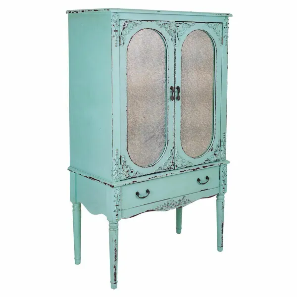 Spintelė Alexandra House Living Mėlyna stiklas Eglės mediena Medžio MDF 42 x 140 x 80 cm