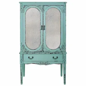 Skapītis Alexandra House Living Zils Stikls Egles koksne Koks MDF 42 x 140 x 80 cm
