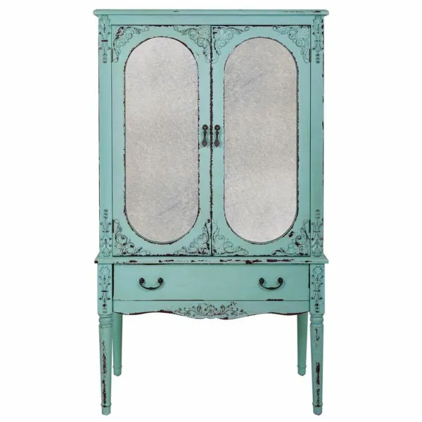 Spintelė Alexandra House Living Mėlyna stiklas Eglės mediena Medžio MDF 42 x 140 x 80 cm
