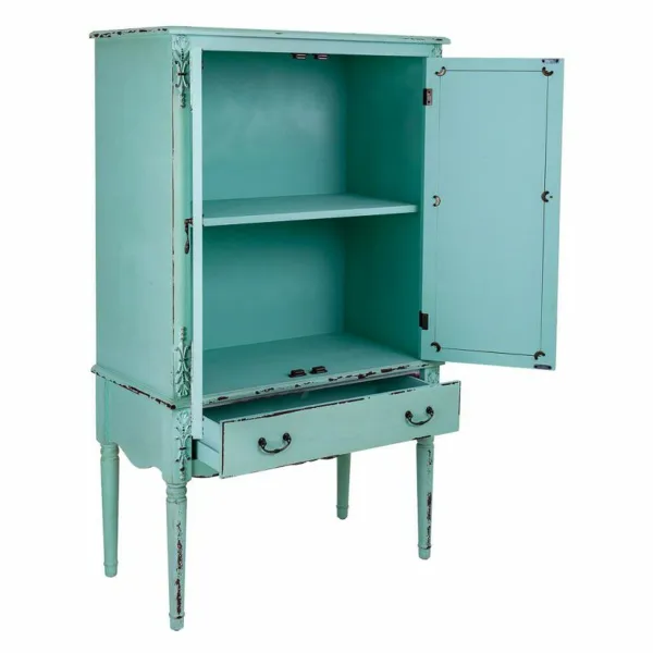 Cupboard Alexandra House Living Blue Glass Fir wood MDF Wood 42 x 140 x 80 cm