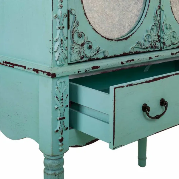 Spintelė Alexandra House Living Mėlyna stiklas Eglės mediena Medžio MDF 42 x 140 x 80 cm