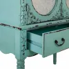 Cupboard Alexandra House Living Blue Glass Fir wood MDF Wood 42 x 140 x 80 cm