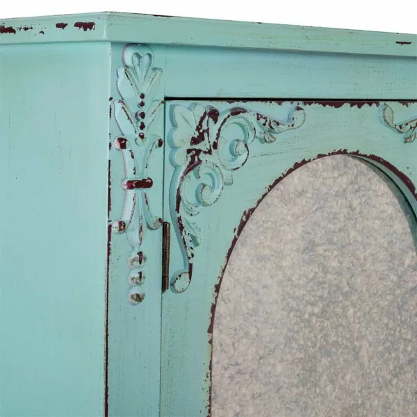 Spintelė Alexandra House Living Mėlyna stiklas Eglės mediena Medžio MDF 42 x 140 x 80 cm