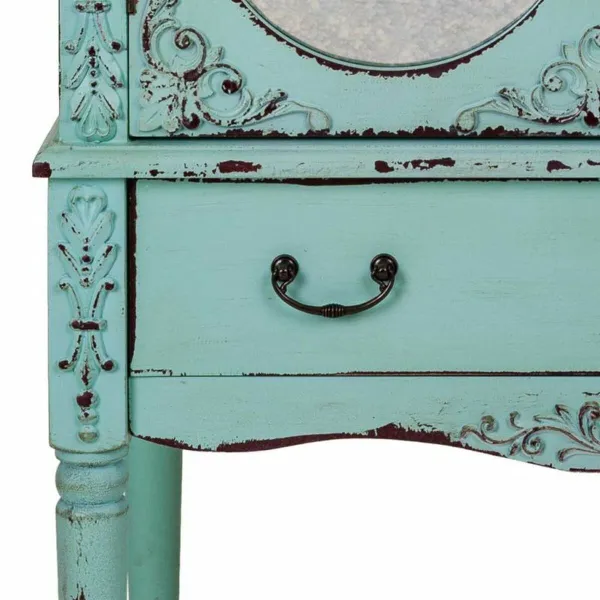 Cupboard Alexandra House Living Blue Glass Fir wood MDF Wood 42 x 140 x 80 cm