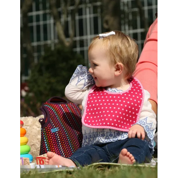 BUILT Mess Mate Set of 2 baby bib (Baby Pink Mini Dots)