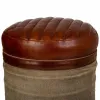 Stool Alexandra House Living Canvas Leather Iron 30 x 45 x 30 cm