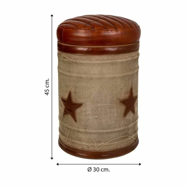 Табурет Alexandra House Living Холст Кожа Железо 30 x 45 x 30 cm