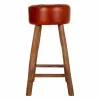 Stool Alexandra House Living Brown Leather Mango wood 78 x 41 x 41 cm
